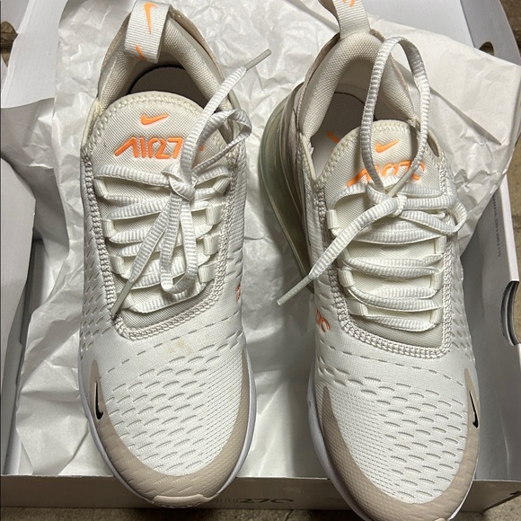 Nike Air Max 270 White and Tan Sneakers - Picture 6 of 7